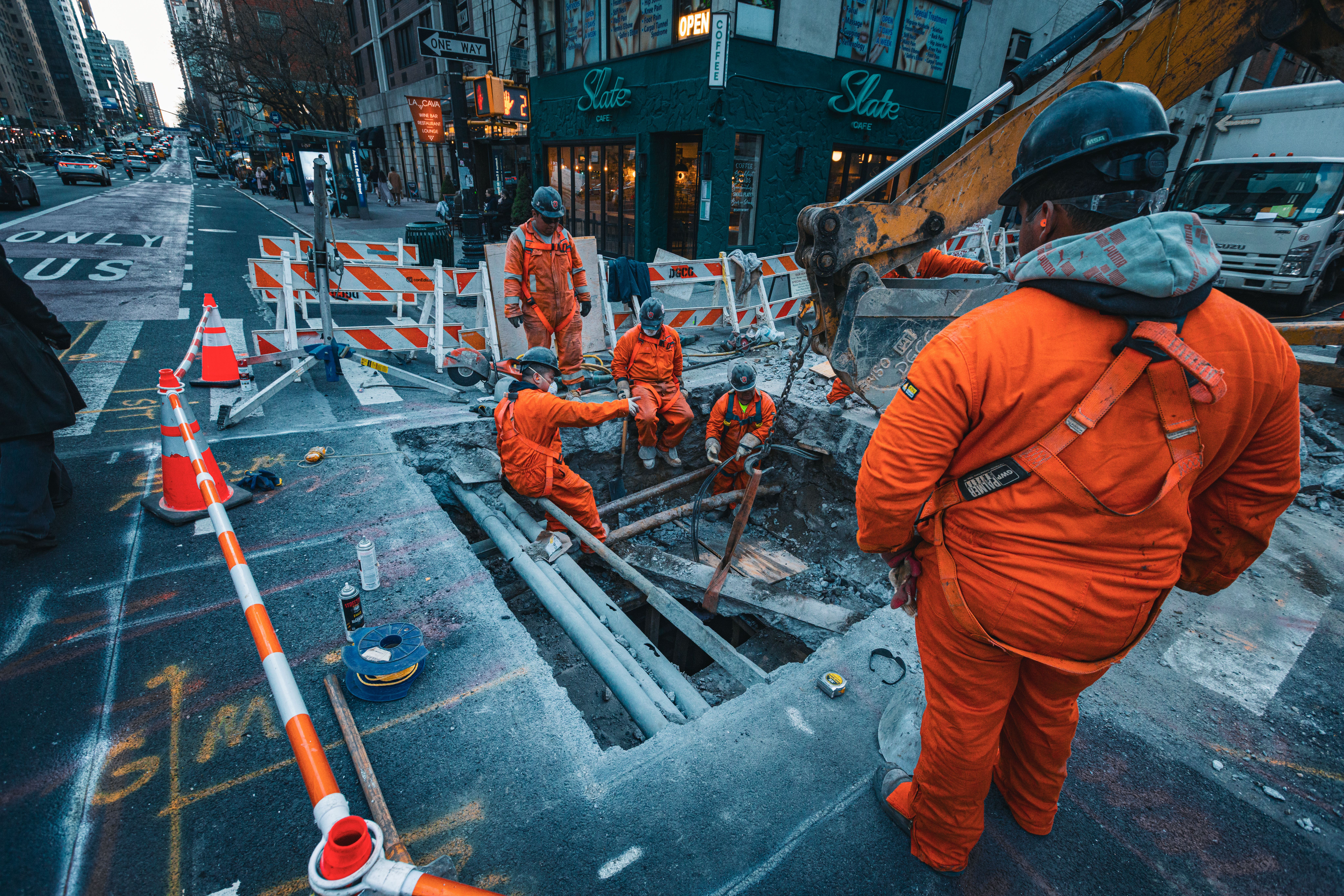 Construction workers on a building site